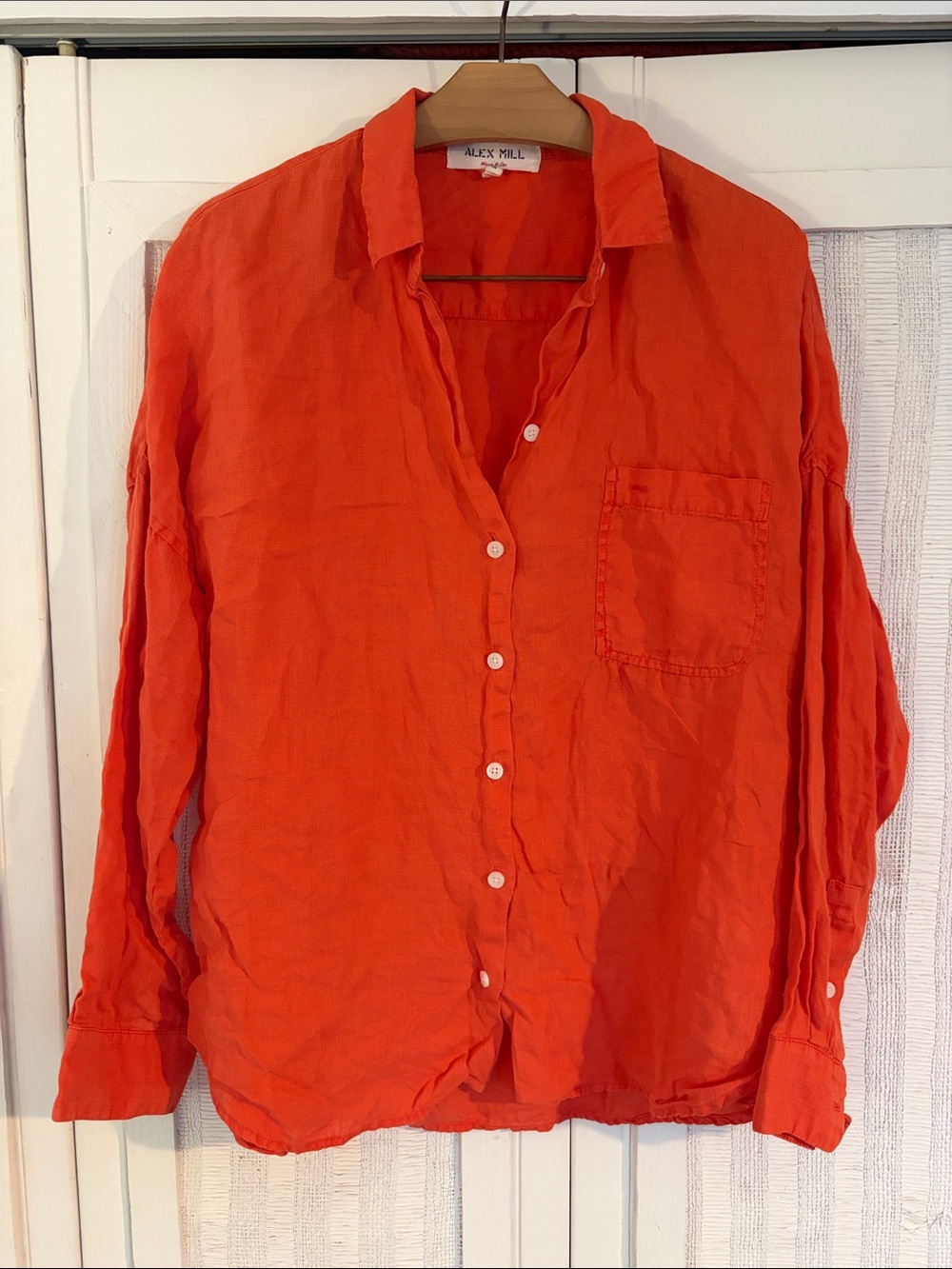 Alex Mill Button Down Shirt Orange size small Linen Wash & Go Long Sleeve